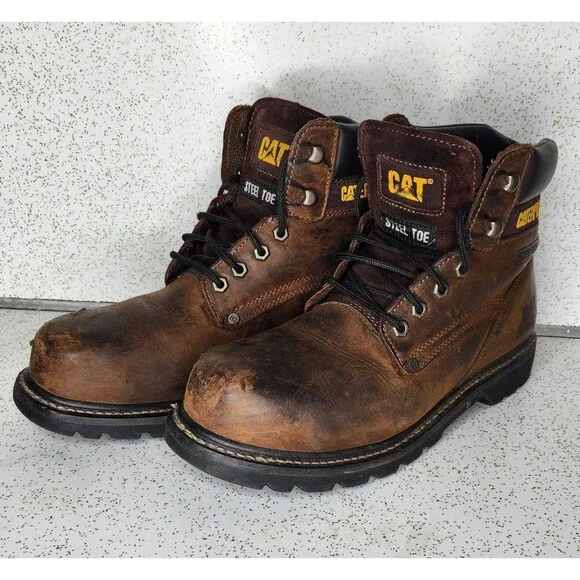 Men’s Caterpillar Steel Toe Work Combat Boots Size 10.5 ASTM F2413-11 Distressed