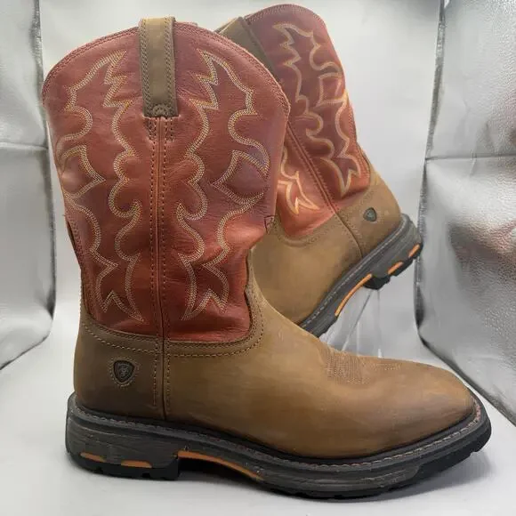 Ariat Workhog 10005888 Western Work Boots Mens Size 10.5 D Brown Leather ATS