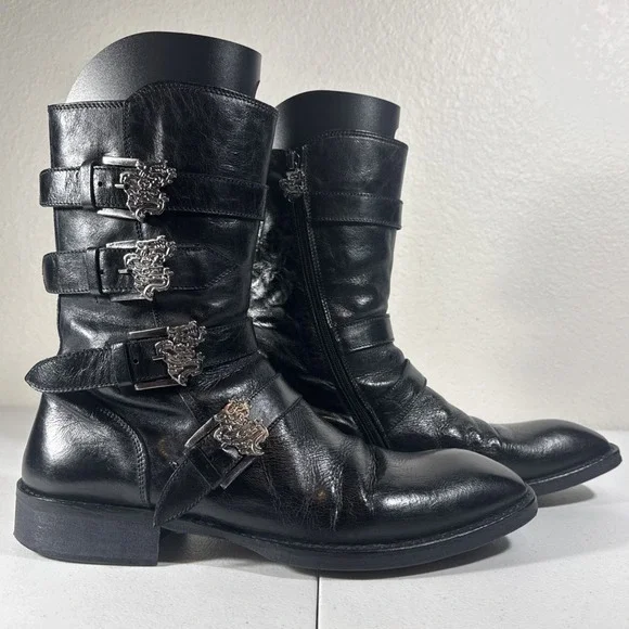 Vintage Mark Nason Dragon 🐉 Boots Mens Size 12 Black Leather Y2K Made In Italy