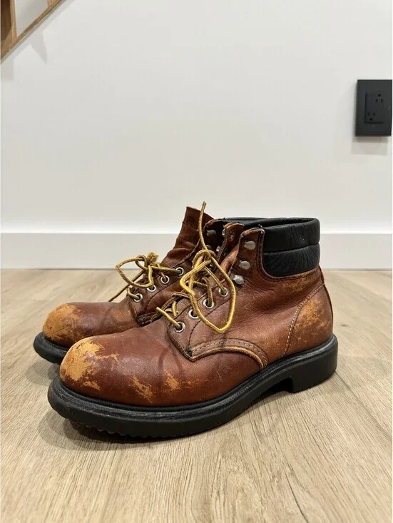 Red Wing #2245 Mens 6 D SuperSole Steel Toe Brown Work Boots Made In USA Vintage