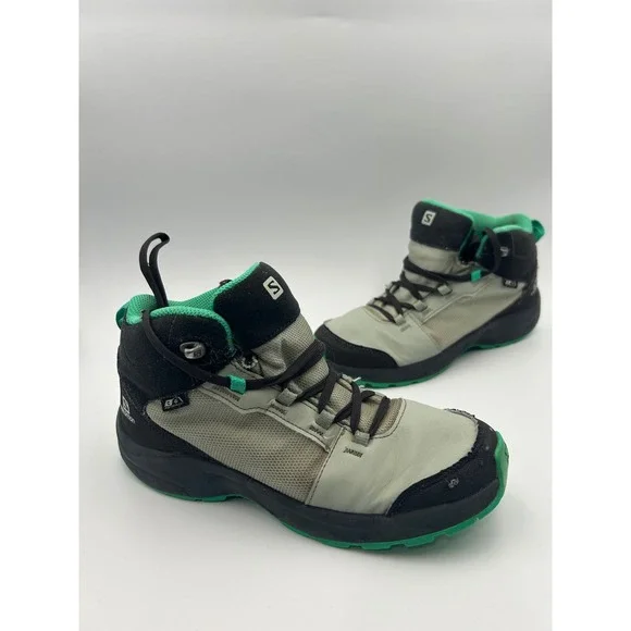 Salomon Outward CSWP Waterproof Hiking Boots Grey Green Mens 6 Womens 7.5 412848