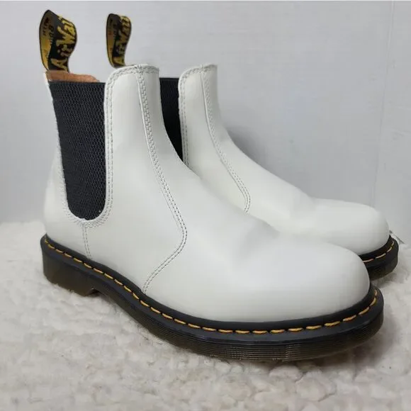 Dr. Martens 2976 YS Chelsea Boots White Smooth Leather Men’s Size 9