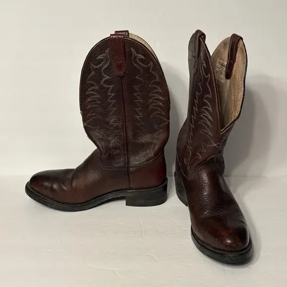 Double-H DH2251 Safety To Western Cowboy Boots 8.5 D Brown Leather