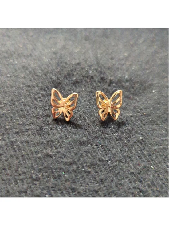 Gold Tone Dainty Delicate Butterfly Stud Statement Earrings