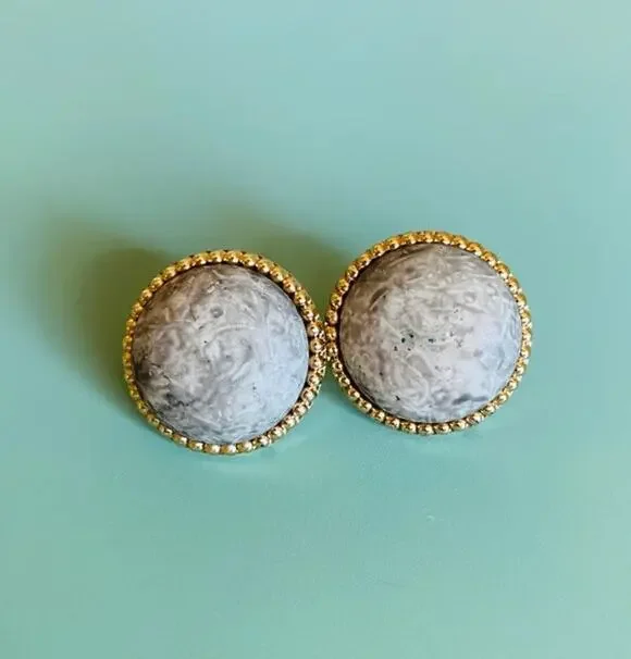 BOGO FREE Marbled gray white statement earrings 90s fashion runway vintage ￼