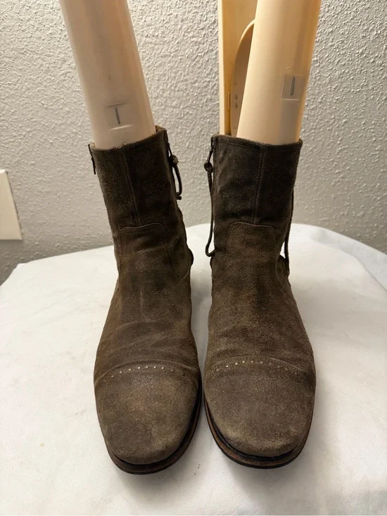 John Varvatos Brown Suede Men's Mid-Calf Boots, pre-owned,SZ10