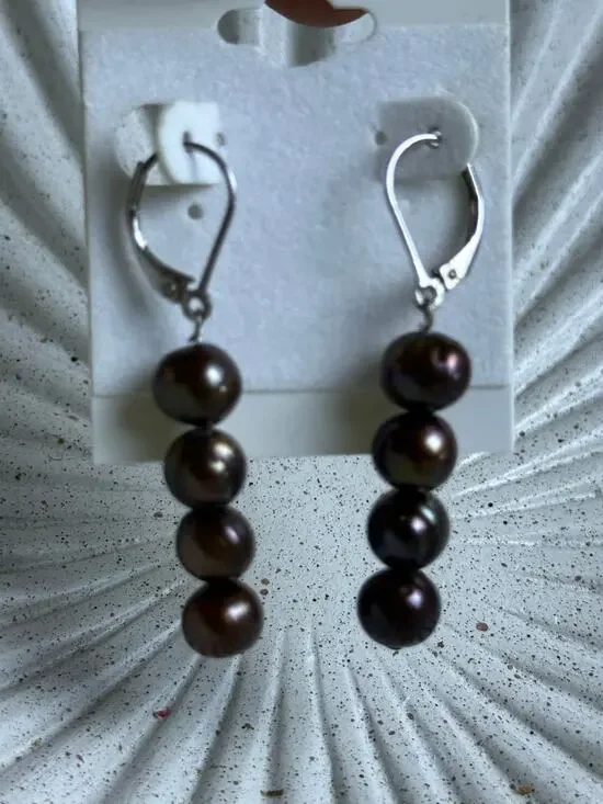BOGO FREE AUTHENTIC REAL BLK PEARL EARRINGS