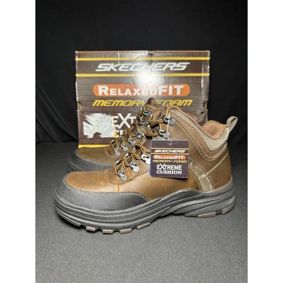 NEW Skechers Men's Holdren-Brenton Chukka Dark Brown Memory Foam Boots Size 8