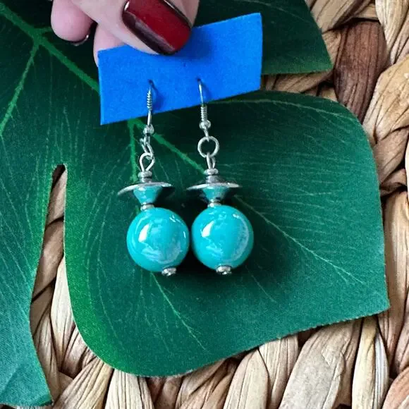 BOGO FREE BLUE BEADED DANGLY EARRINGS