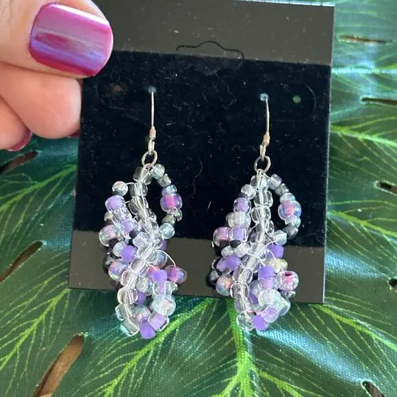 Lavender purple seed bead earrings BOGO FREE
