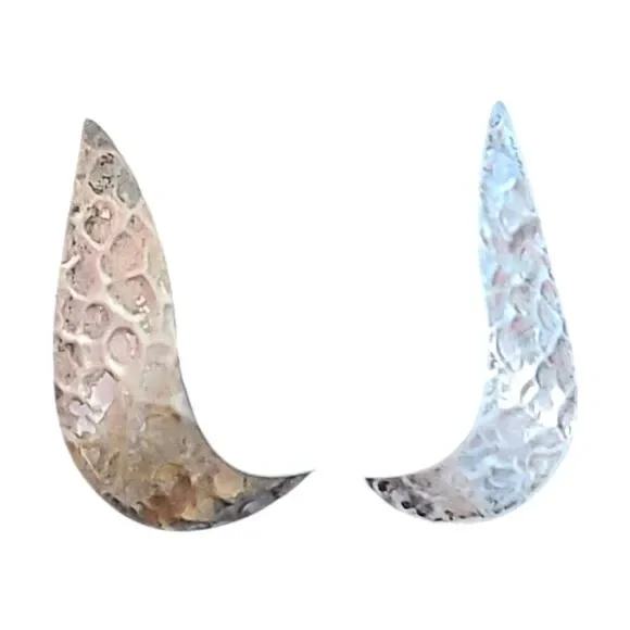 Vintage 925 Sterling Silver Hammered Curved Swirl Post Drop Earrings