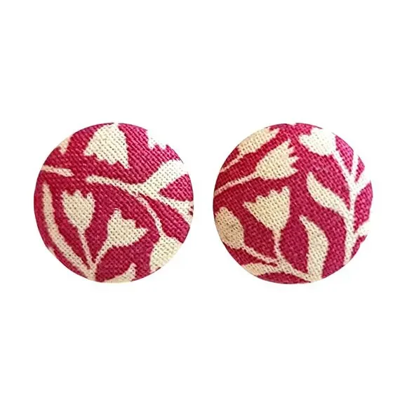 Vintage 80s Pink Fabric Large Post Pierced Earrings