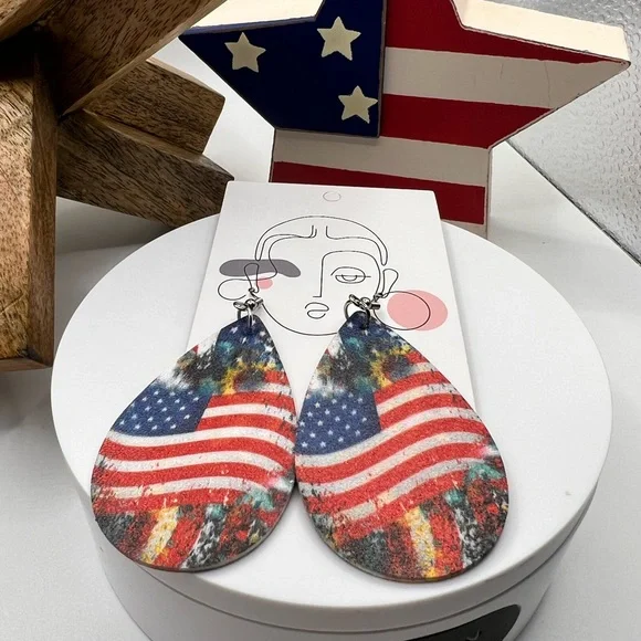 American Flag‎ Independence Day Earrings NEW