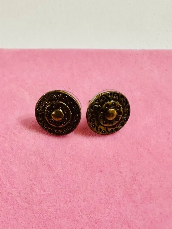 Antique Gold Tone Stud Earrings