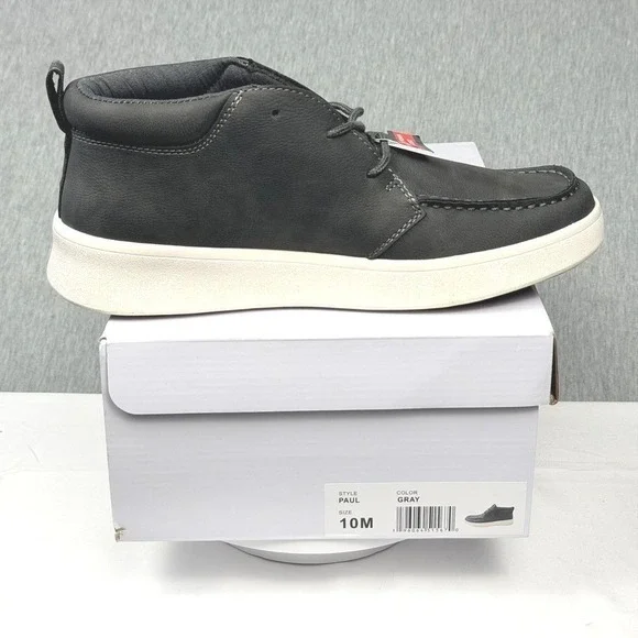Chaps Paul Mens Gray‎ Chukka Boots Memory Foam Moc Toe Sneakers Size 10M New Box