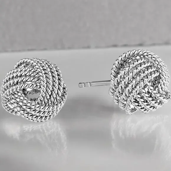 NEW 925 sterling silver knot shaped stud earrings jewelry B21B