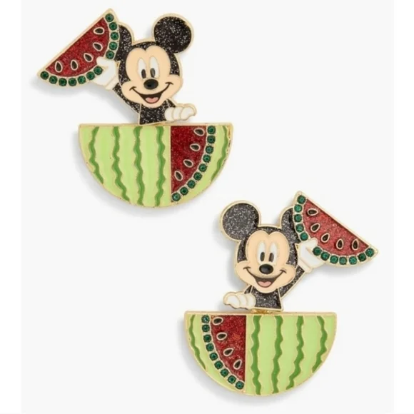 Disney BaubleBar Mickey Mouse Summer Watermelon Disneyland Earrings NIB