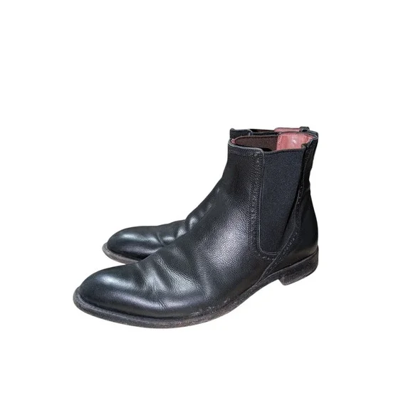 ERMENEGILDO‎ ZEGNA Black leather cap toe Chelsea boots size 8.5 US