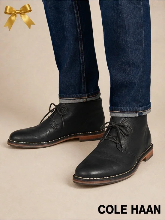 Cole Haan Leather Chukka Desert Boots Black Men’s 10M