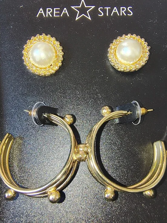 Vintage Area‎ Stars Gold Tone Earring Set