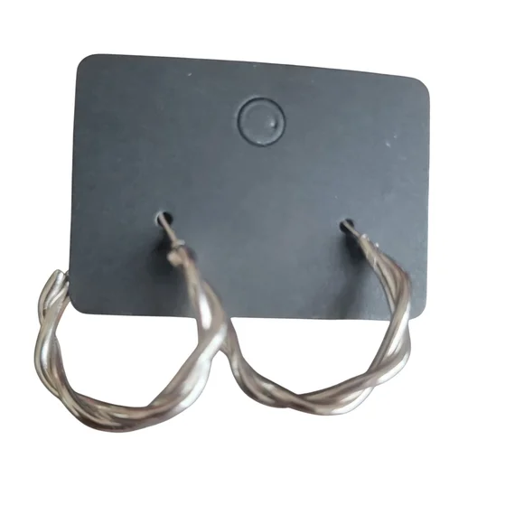 Chic Twisted Silver Hoop Earrings