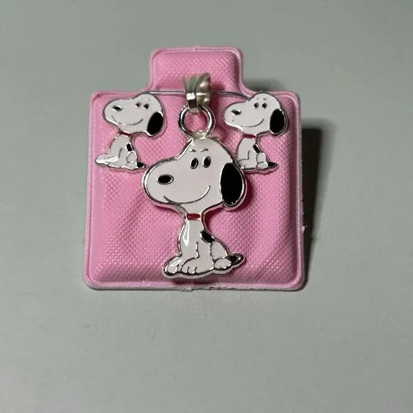 925 Sterling Silver Pendant and Earring Set: Snoopy Set