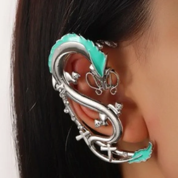 Hot Topic y2K Studio Ghibli Spirited Away Haku Dragon clip on ear cuffs. NWT