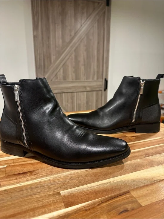 Calvin Klein Raxton Black Leather Men's Side-Zip Boots 461