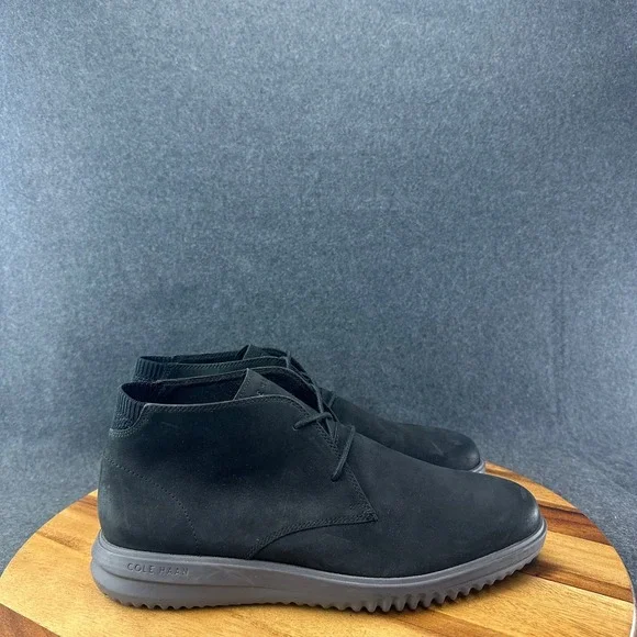 Cole Haan Grand Plus Chukka Mens Size 11 Black Nubuck Leather Boot C36921 New