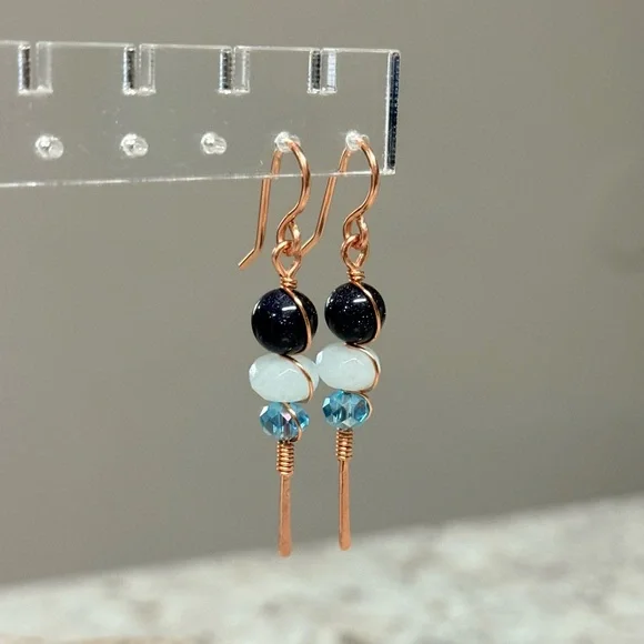 Blue Bubbles Tiered Gemstone Dangle Earrings