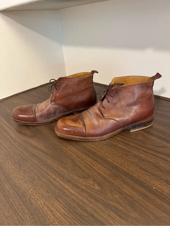 MOMA Men’s Handmade Italian Leather Cap Toe Chukka Boots Brown EU 43 US 10 Italy