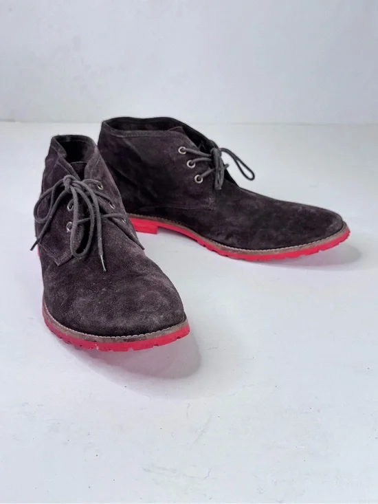 Kurt Geiger Dark Brown Suede Chukka Boots with Red Sole