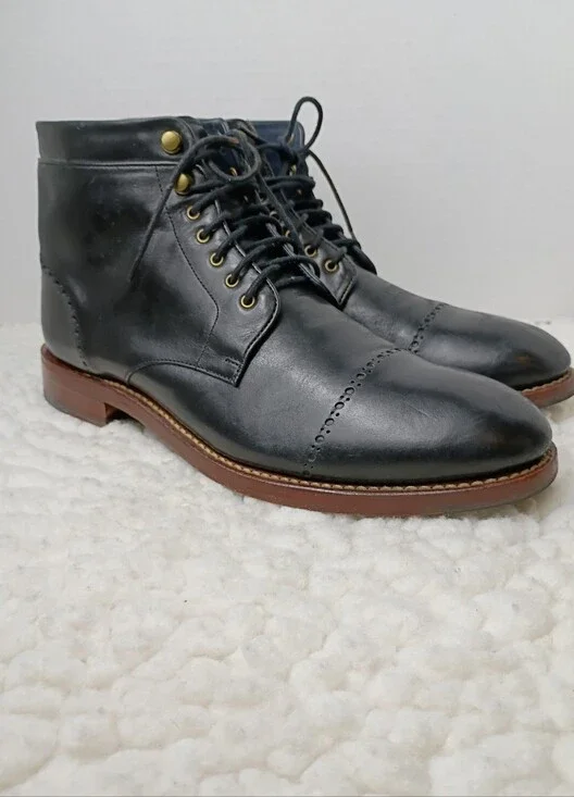 Cole Haan Martin Cap Toe Chukka Boots Men's 10M Black Leather Goodyear Welt