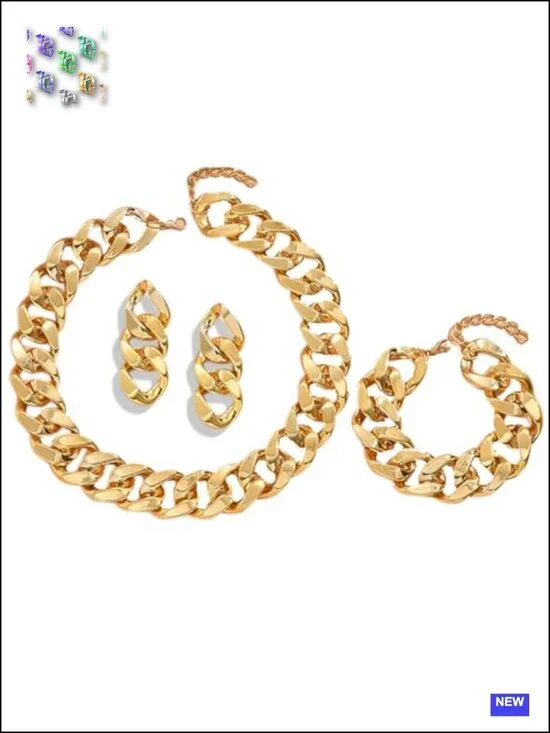 Boho Chunky Acrylic Statement Necklace & Earring Set - Retro 80s Jewelry