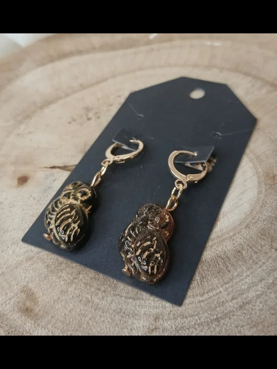 Gold Owl Drop Earrings - Women Jewelry