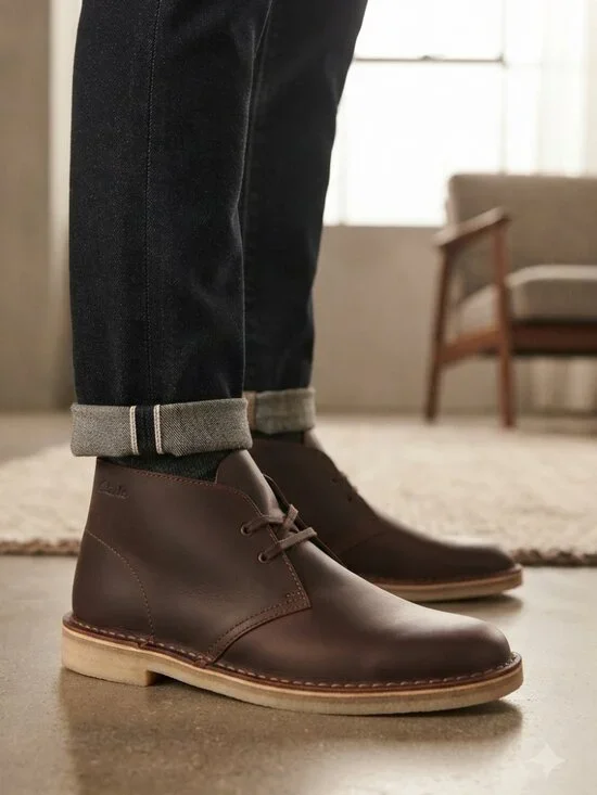 Clarks Men's Brown Leather Chukka Boots – Size 9 NEW