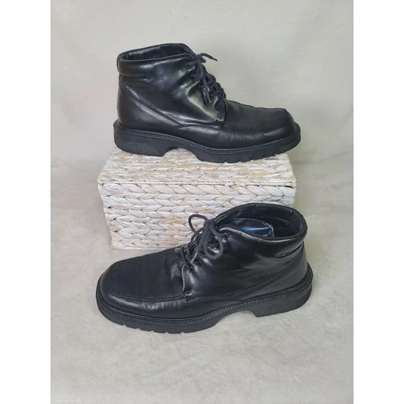 Bacco Bucci  Black Leather Square Toe Chukka Boots Heritage Made in Italy Men 11