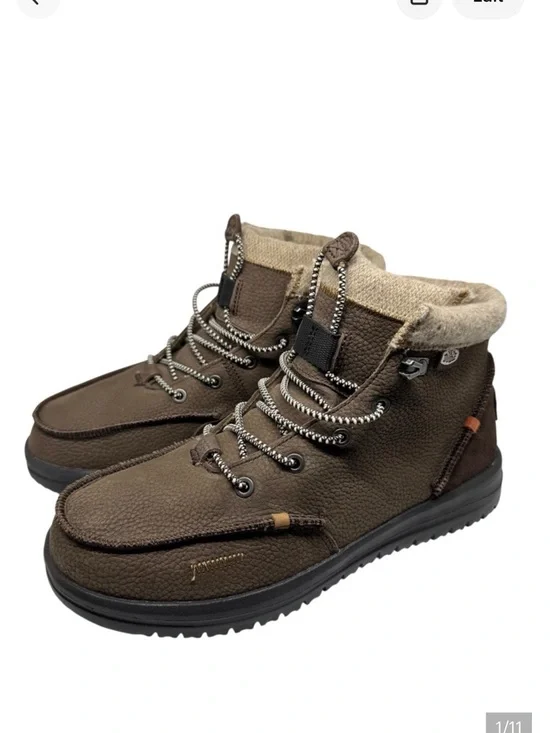 Hey Dude Mens Leather Bradley Boots Brown Color Size 8