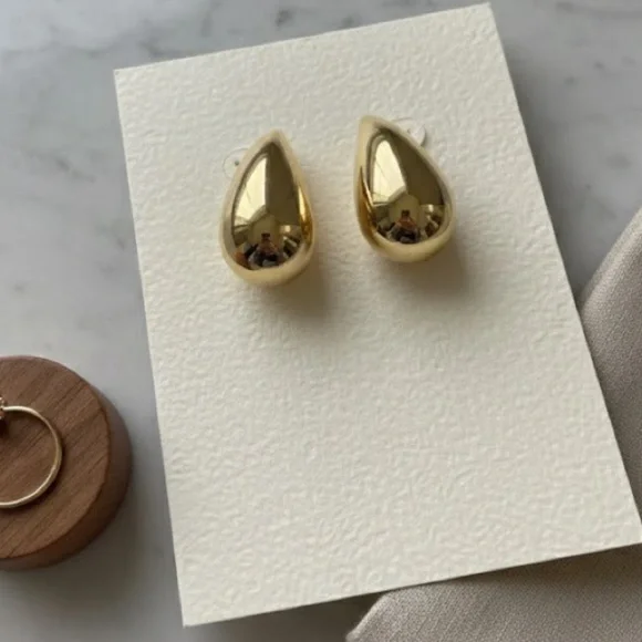 Gold Teardrop Drop Earrings - Minimalist