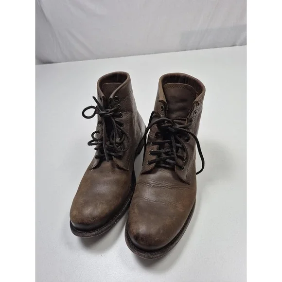 Frye Boots Mens Size 9.5 Brown Leather Lace Up Combat Ankle Casual Boots