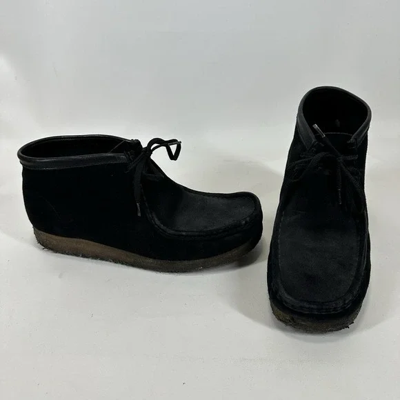 Clarks Wallabees‎ Chukka Crepe Black Leather Men's Size 12 Shoes Ankle