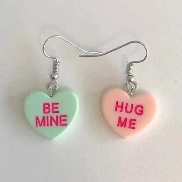 Valentines Conversation Hearts Drop Earrings 4 NWT