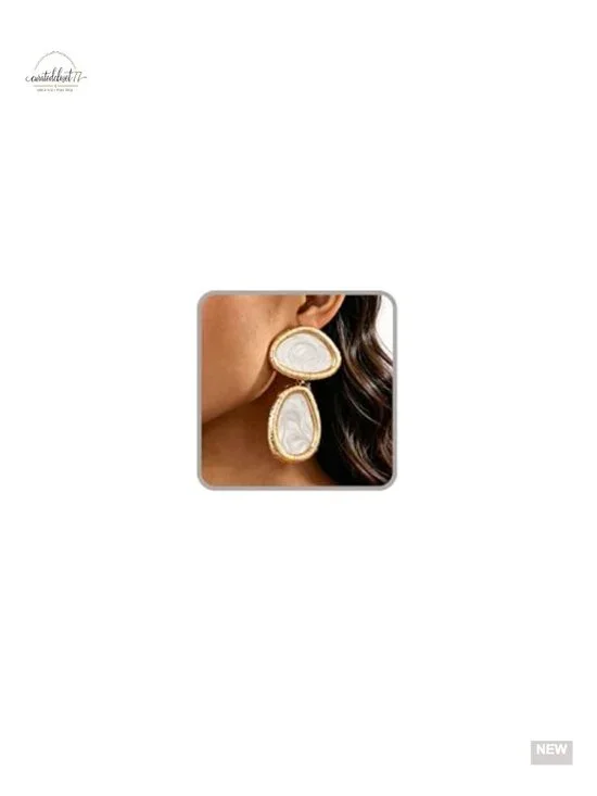 Vintage Chunky Gold Statement Earrings Bold Double Oval Dangle