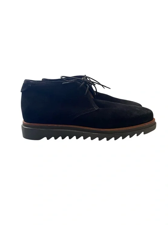 Salvatore Ferragamo Black Suede Chukka Boots with Serrated Lug Sole