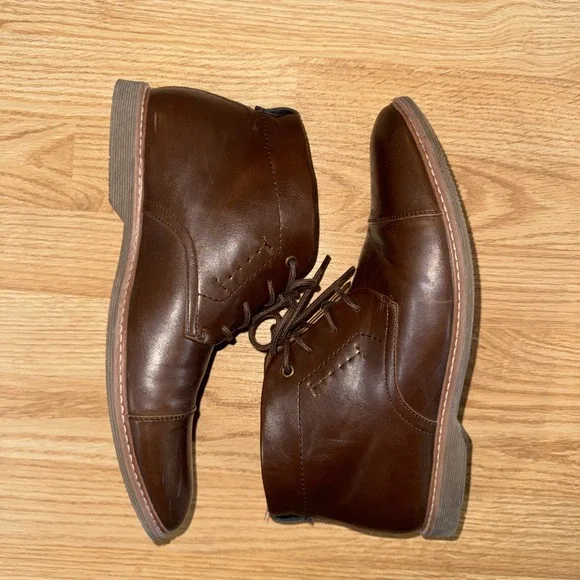 TOMMY HILFIGER Mens Brown Rawstin Cap Toe Lace-Up Dress Chukka Boots 11.5