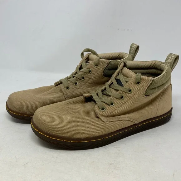 Dr. Martens Maleke Mens‎ 9 Tan Canvas Chukka Boots Mid Top Sand 20500270