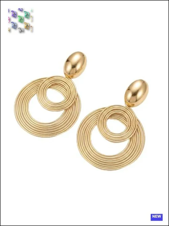 Round Multi-Layer Spiral Statement Earrings, Chunky Oversized Circular Dangle