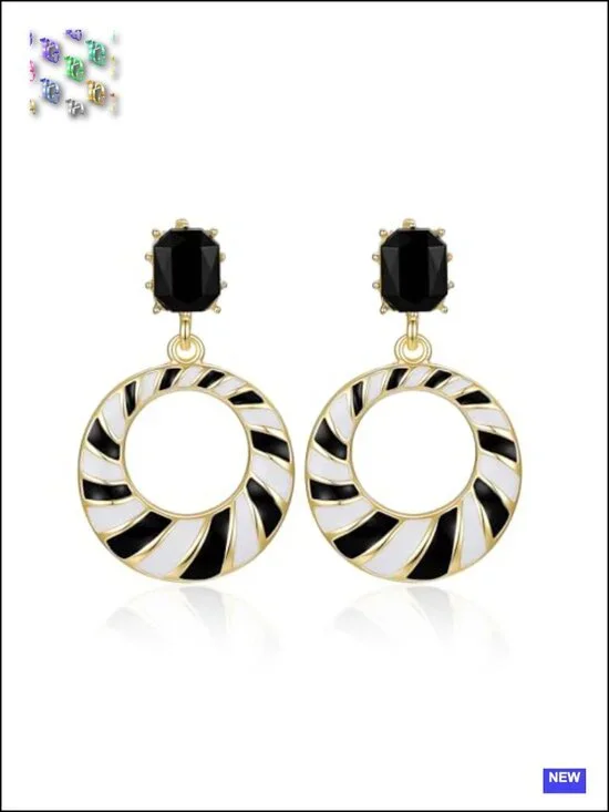 Drop Dangle Earrings Chunky Hoop Enamel Gold Plated Hypoallergenic Lightweight