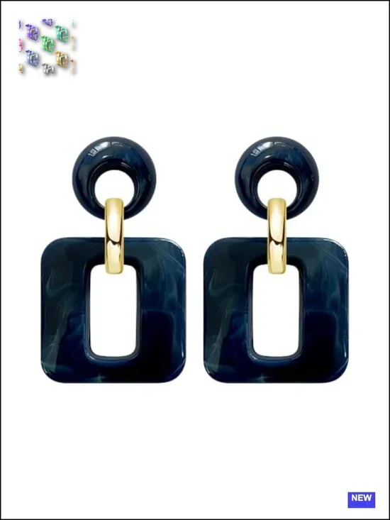 Acrylic Geometric Two-Tier Dangle Drop Earrings Chunky Statement Jewelry for