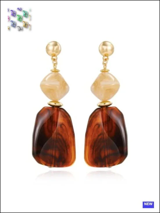 Chunky Acrylic Resin Dangle Stud Statement Earrings for Women Geometric Vintage